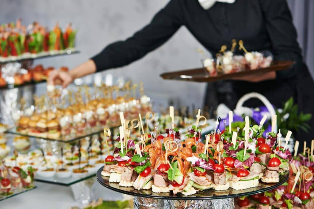 Catering Table with Food Snacks