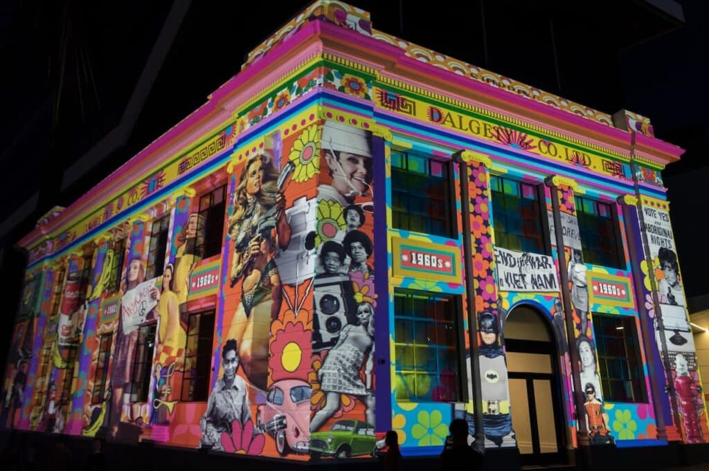 The Secret Life of Buildings light projection during White Night in Geelong